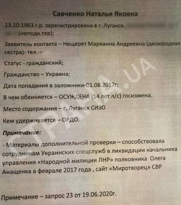 В распоряжении "Страны" оказались документы, кого готовы освободить т.н. "ЛДНР"