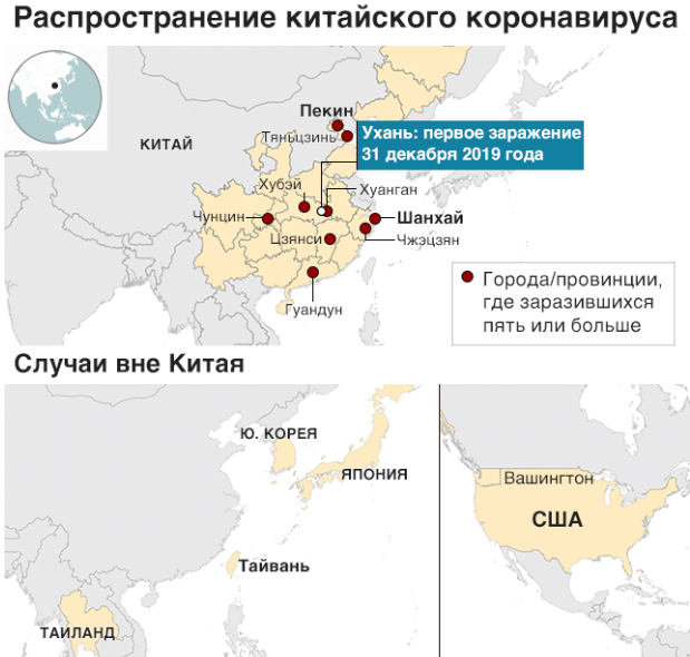 Распространение коронавируса в Китае