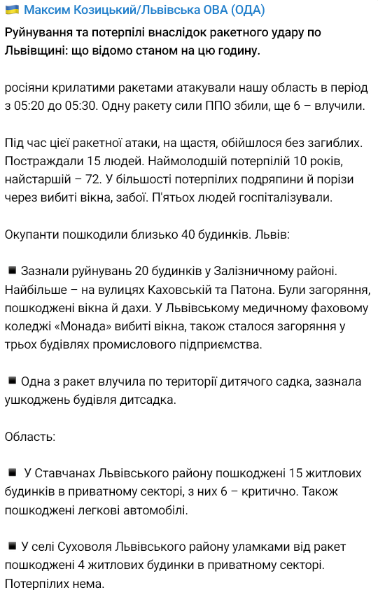 Наслідки атаки РФ по Львову та області