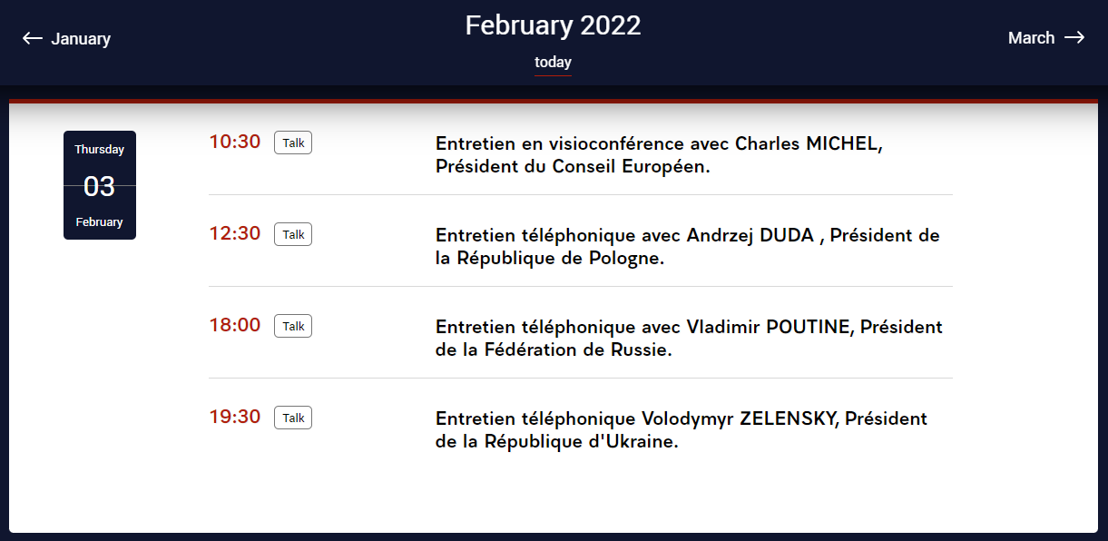 Источник: https://www.elysee.fr/en/diary