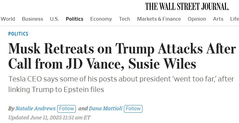 Знімок заголовка на wsj.com